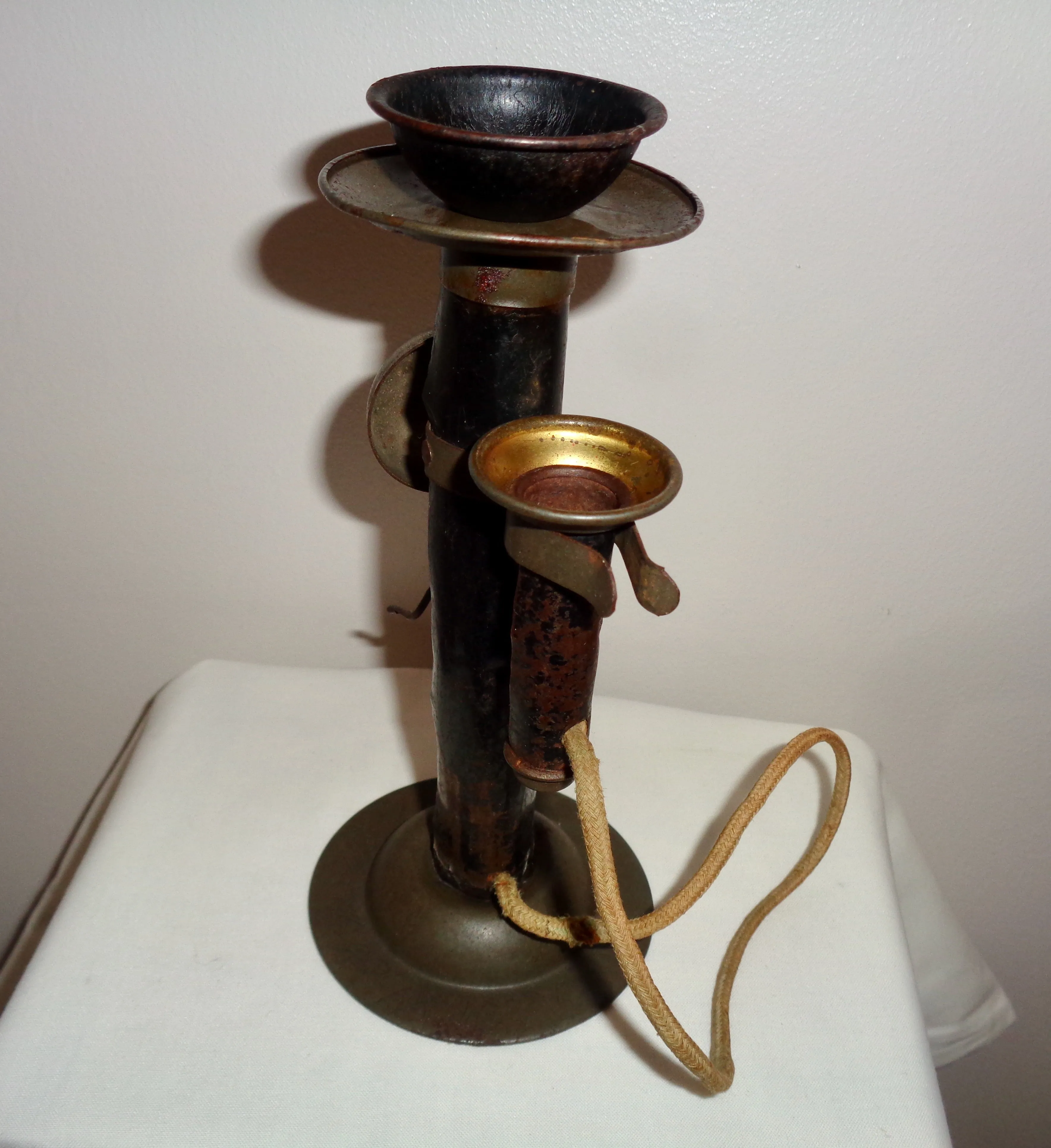 1920s Children's Metal Candlestick Toy Telephone