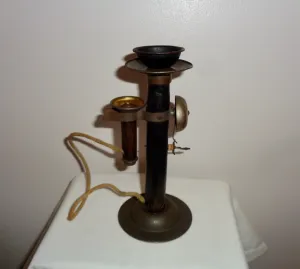 1920s Children's Metal Candlestick Toy Telephone