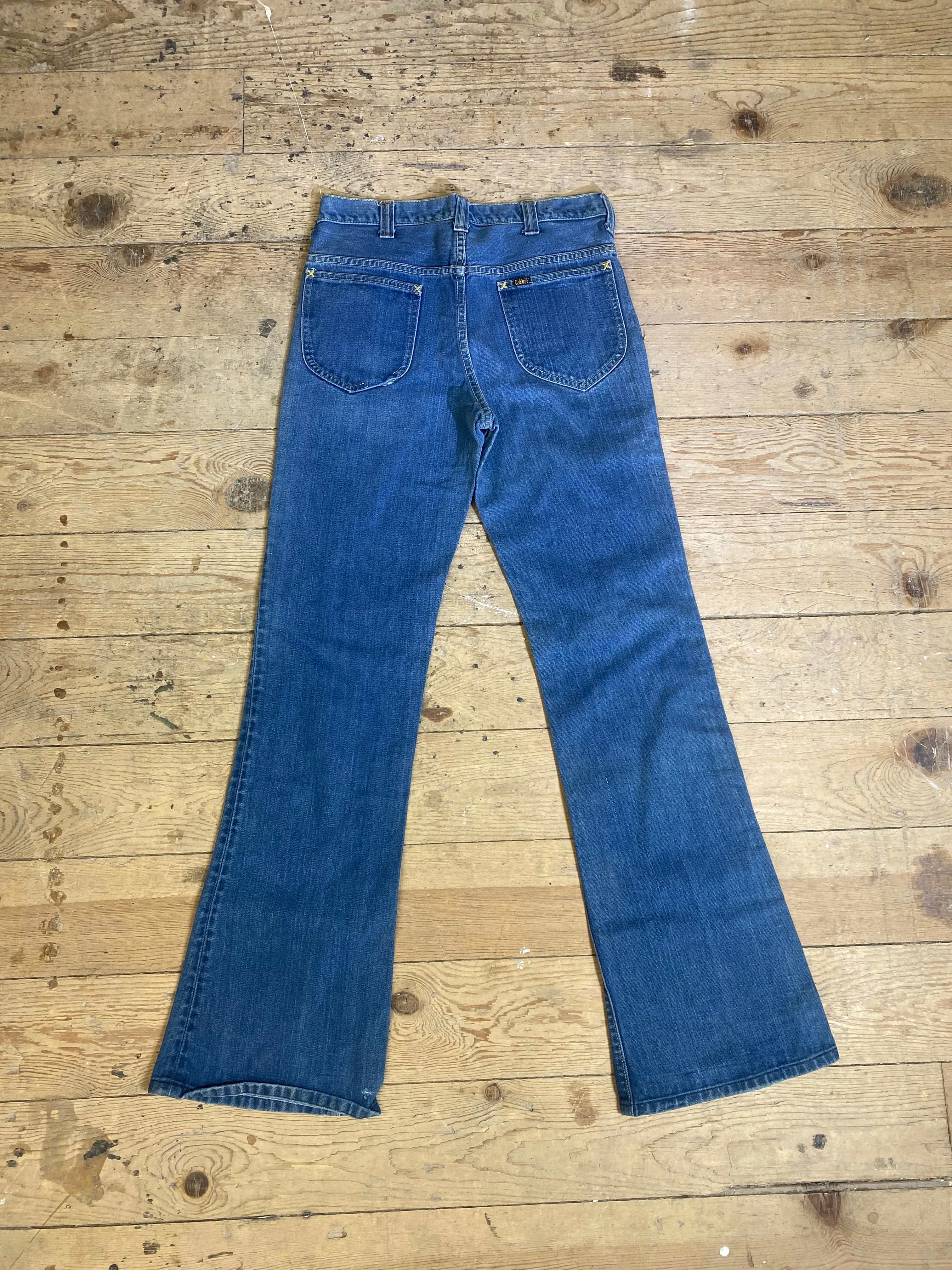 1970s Mid-Wash Bell Bottom Jean by Lee