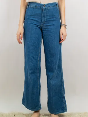 1970s Mid-Wash Blue Bellbottom With Arched Butt Jeans