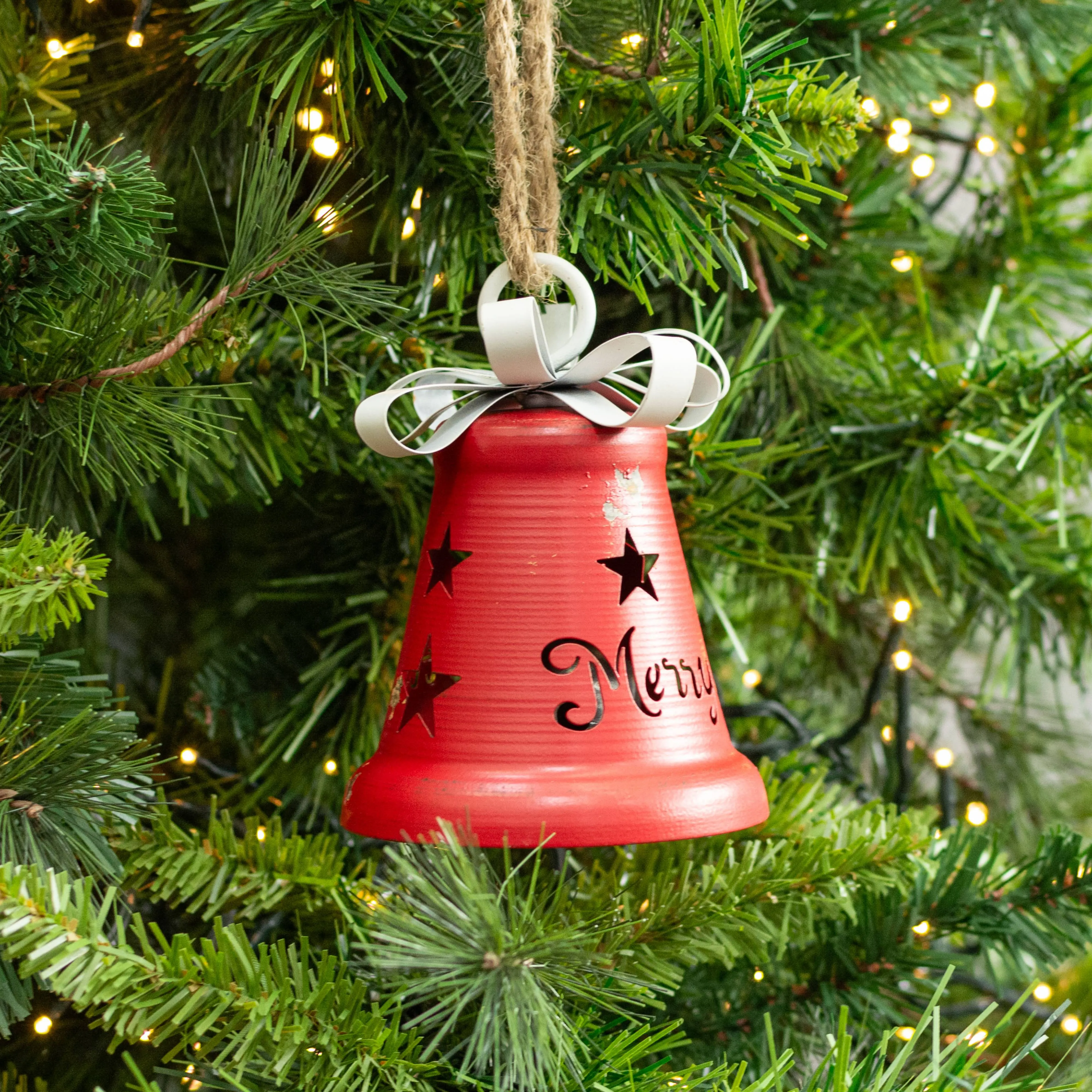 5" Vintage Merry Liberty Bell Ornament: Red