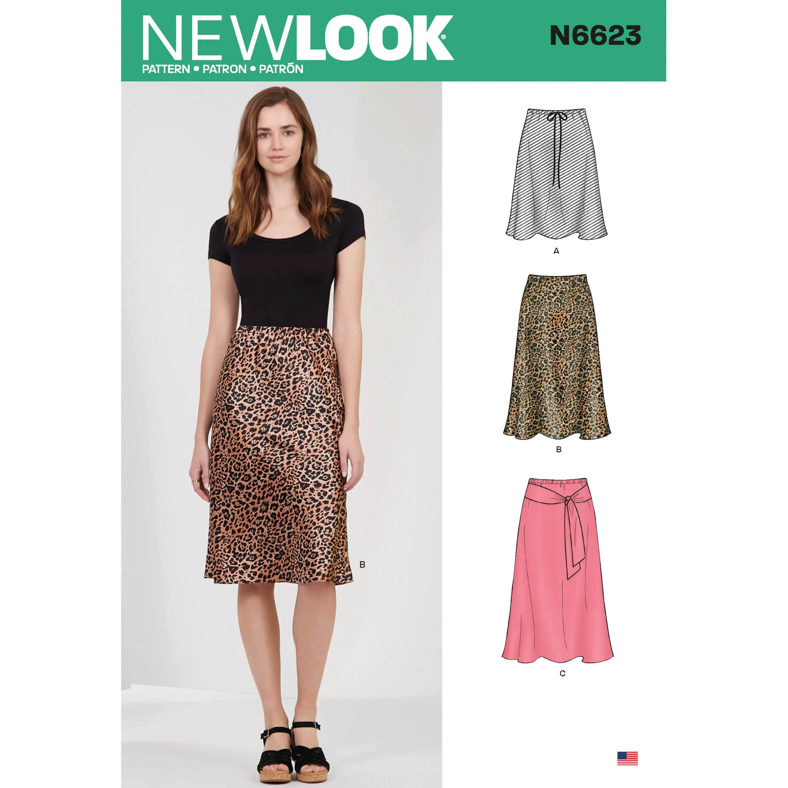 6623 New Look Sewing Pattern N6623 Misses' Skirt In Three Lengths