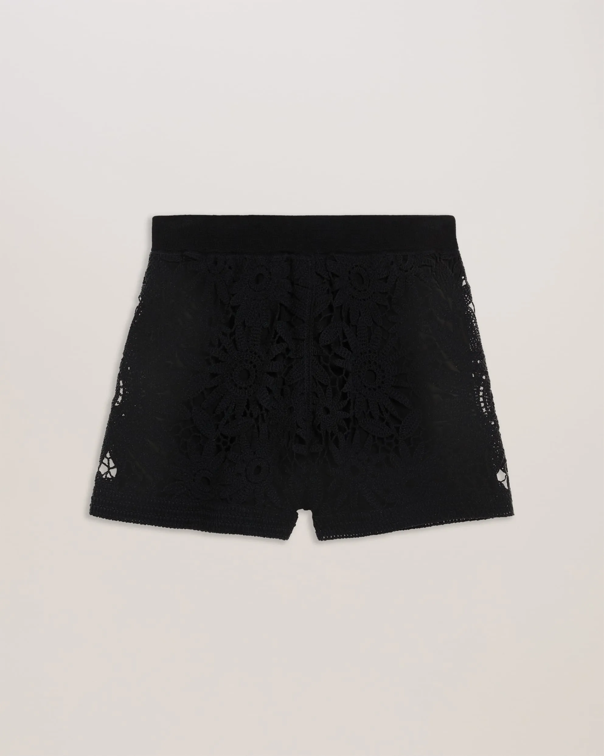 Ableyyy Floral Crochet Knitted Shorts Black