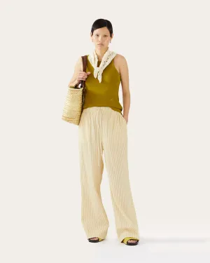 Andi Trousers Cotton Seersucker Stripe Yellow