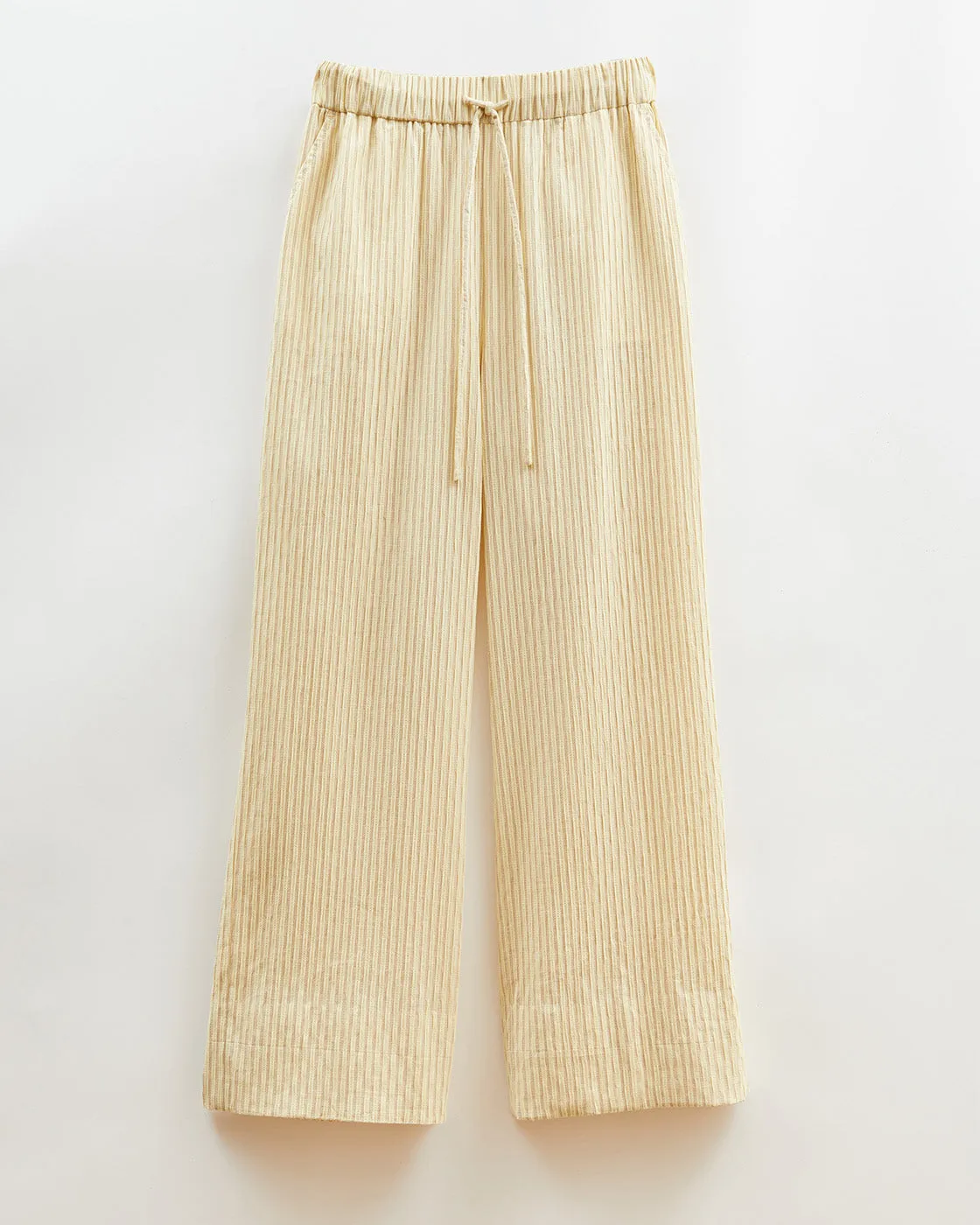 Andi Trousers Cotton Seersucker Stripe Yellow