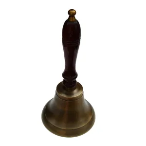 Antique Reproduction Brass and Wood Teacher's Hand Bell or School Desk Bell