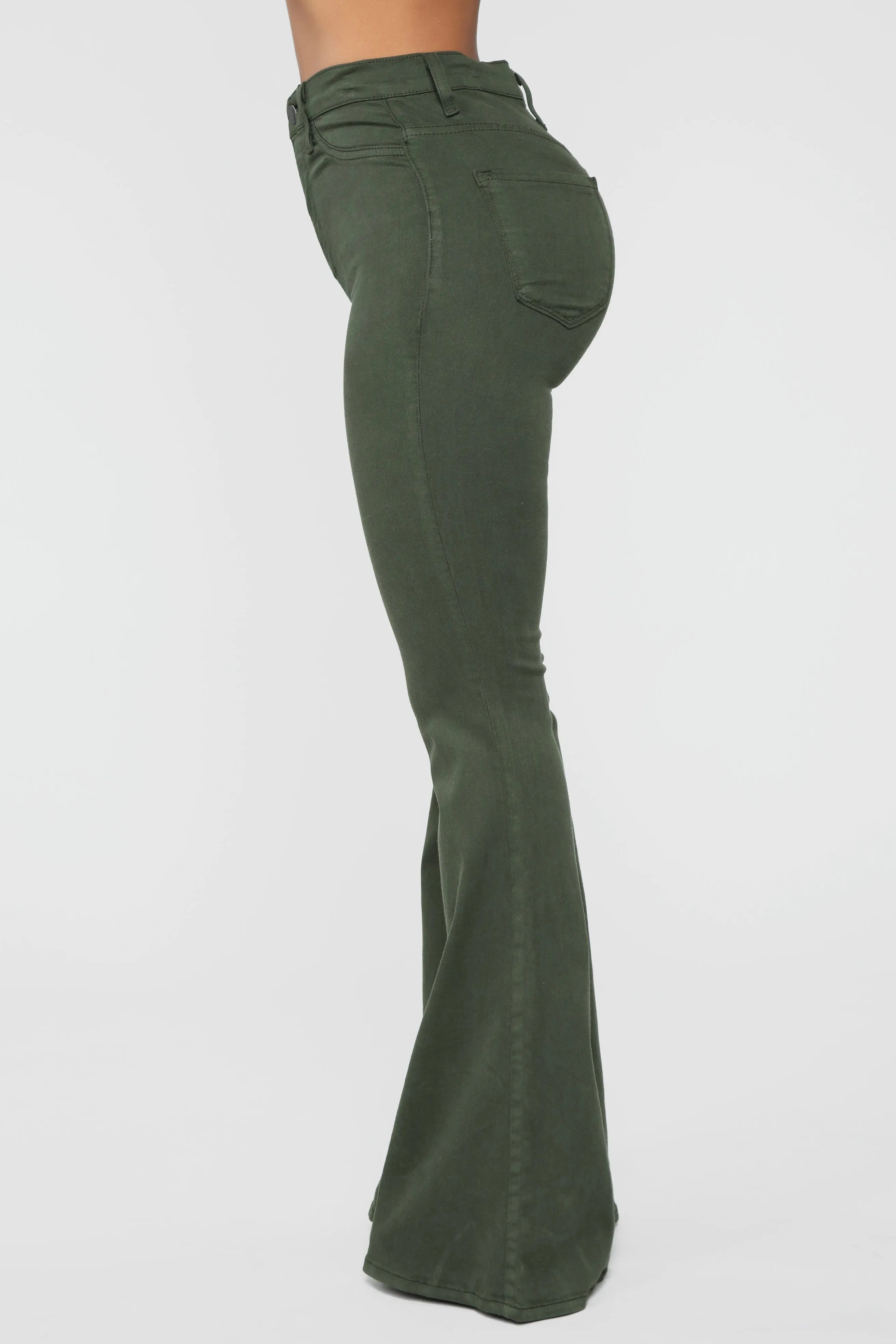 Bell Bottom Blues Jeans - Olive