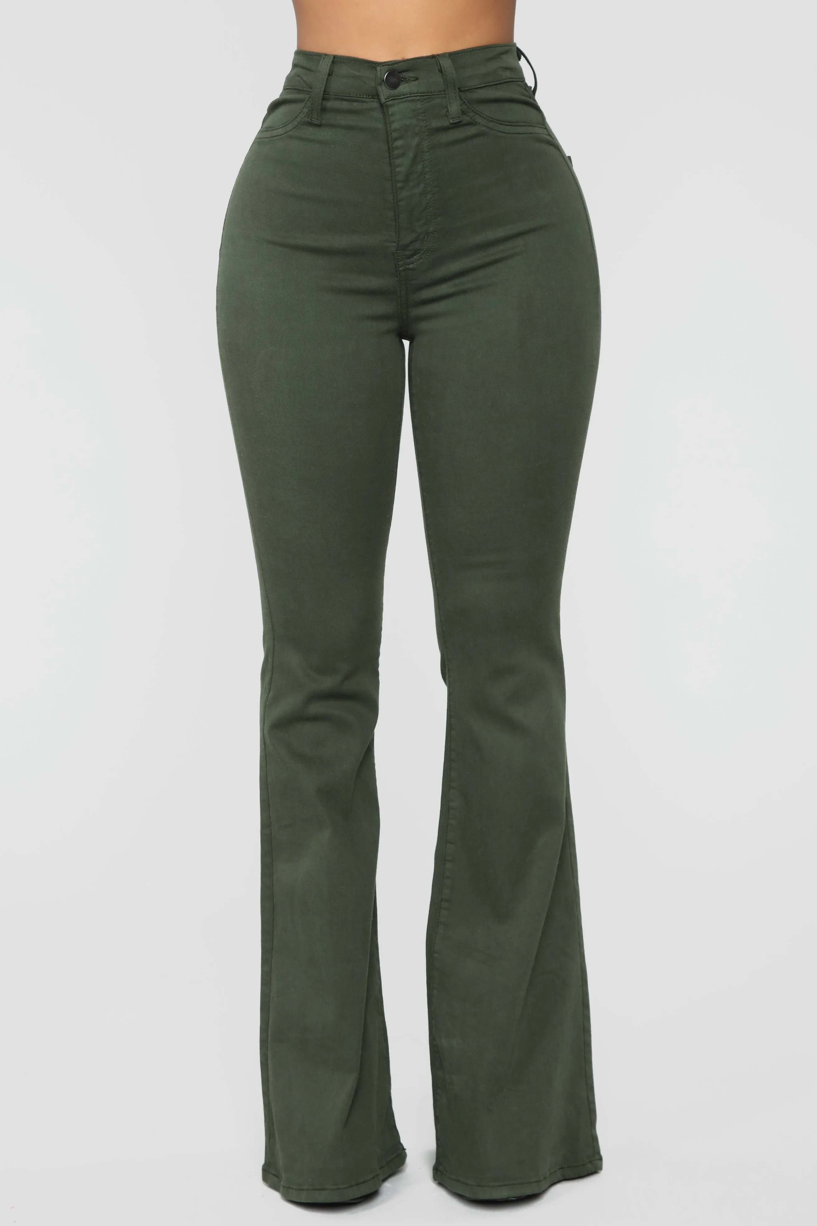 Bell Bottom Blues Jeans - Olive