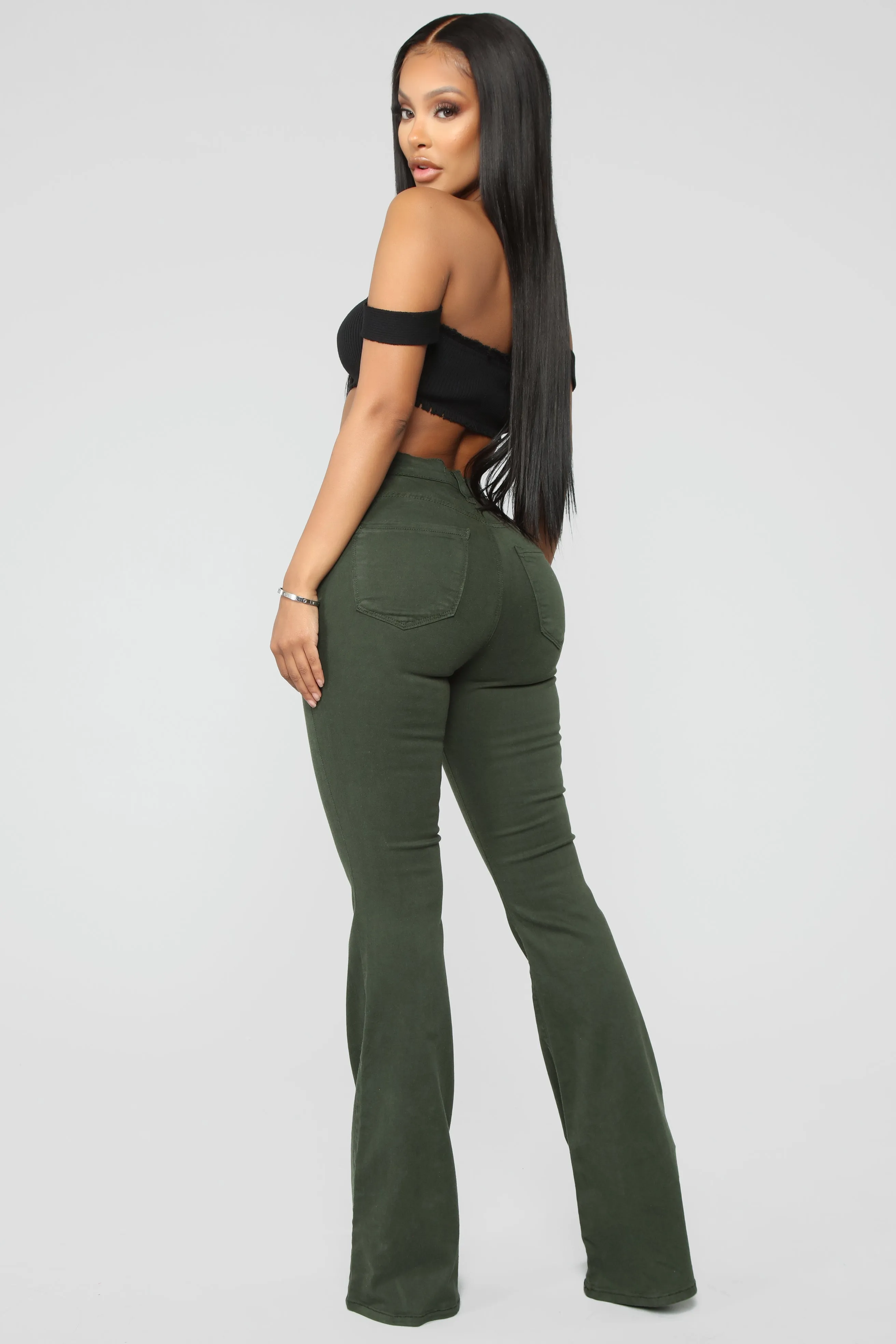 Bell Bottom Blues Jeans - Olive