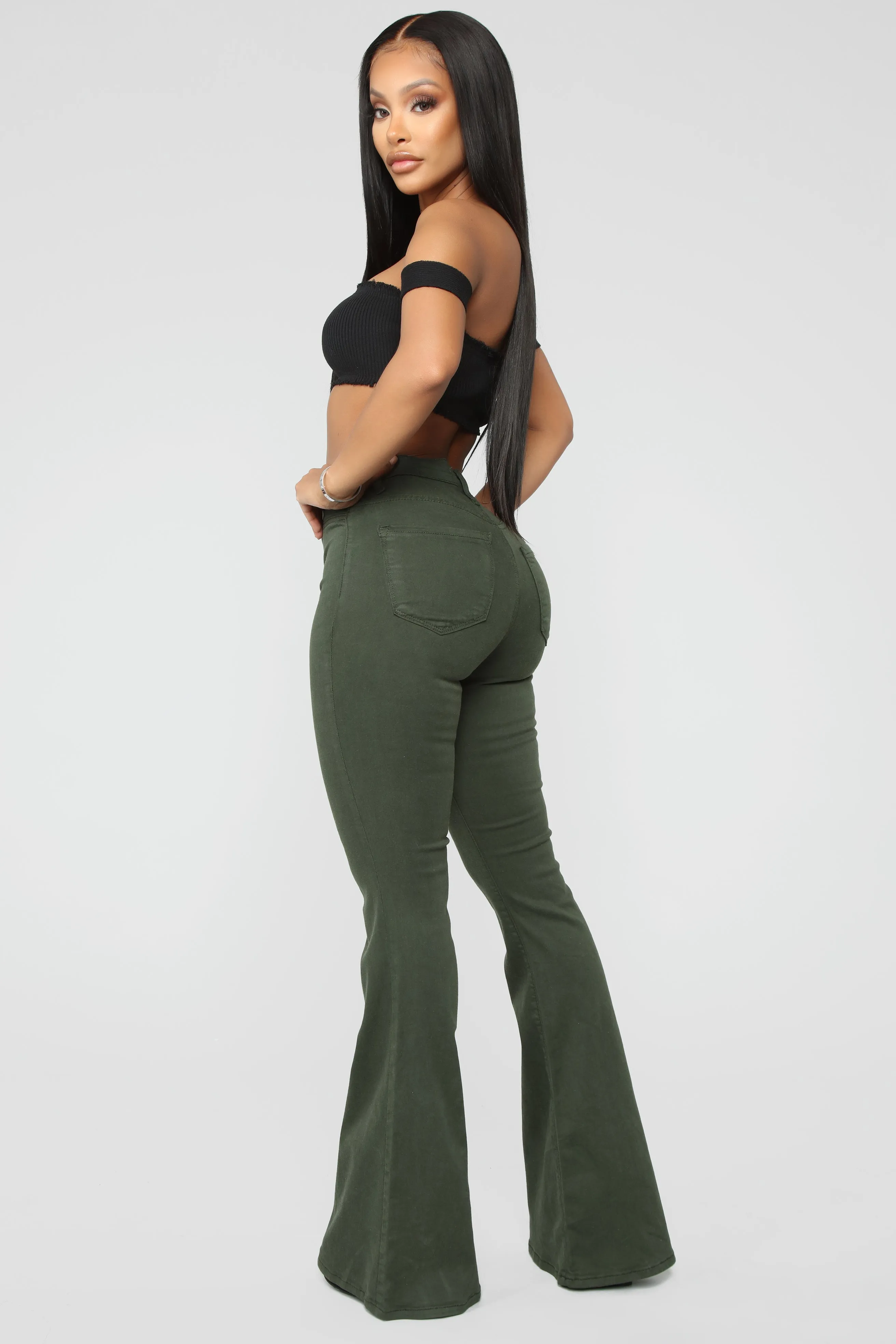 Bell Bottom Blues Jeans - Olive