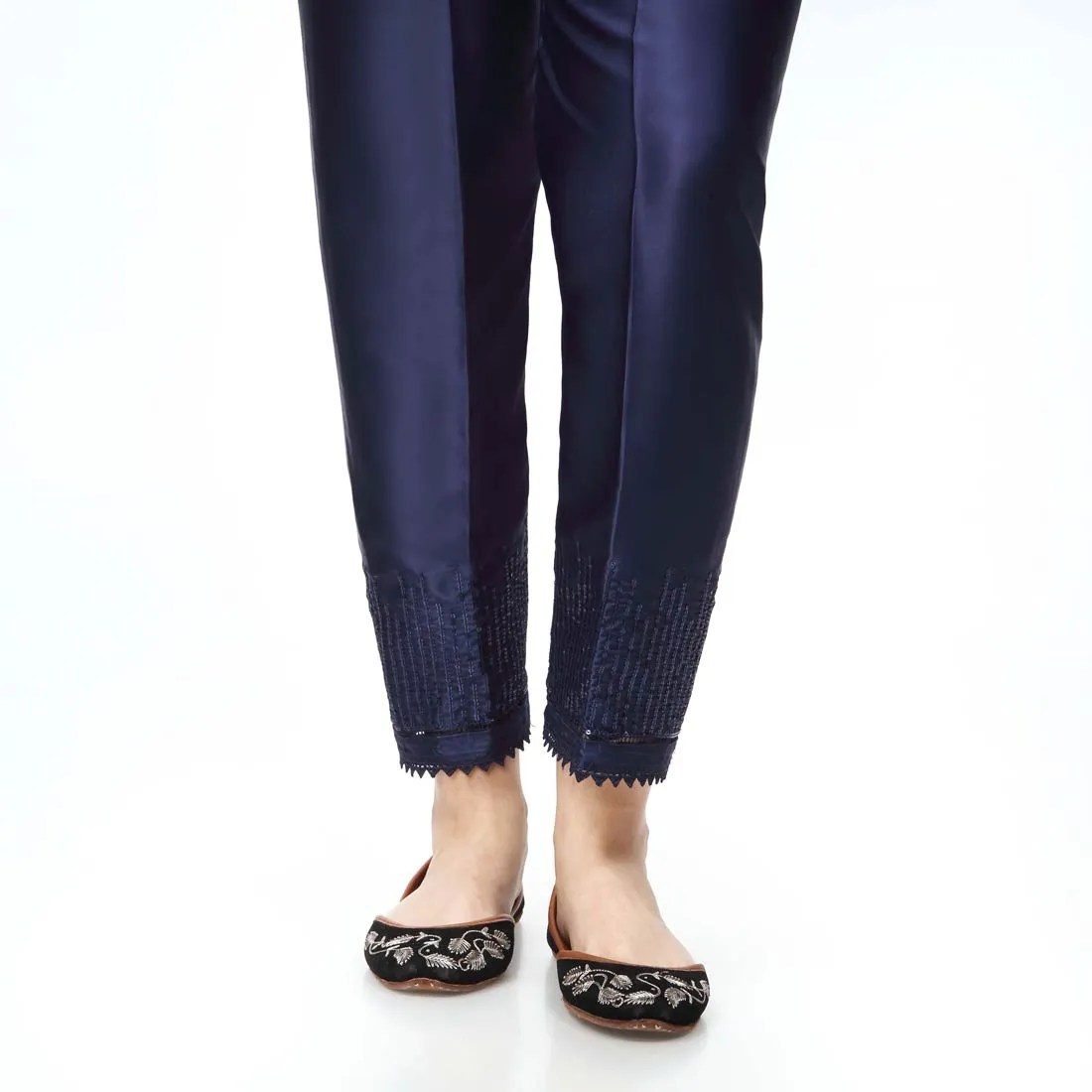 Blue Embroidered Shamoze Silk Trouser PW3693