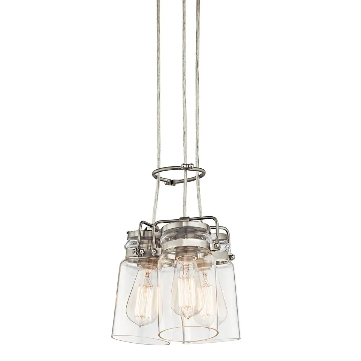 Brinley 9 in. 3 Lights Pendant Light Nickel Finish