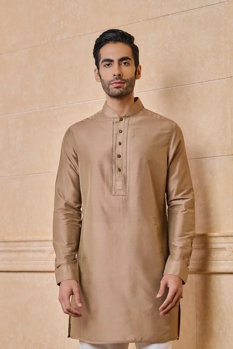 Brown Stylised Kurta With Jaali Detailing