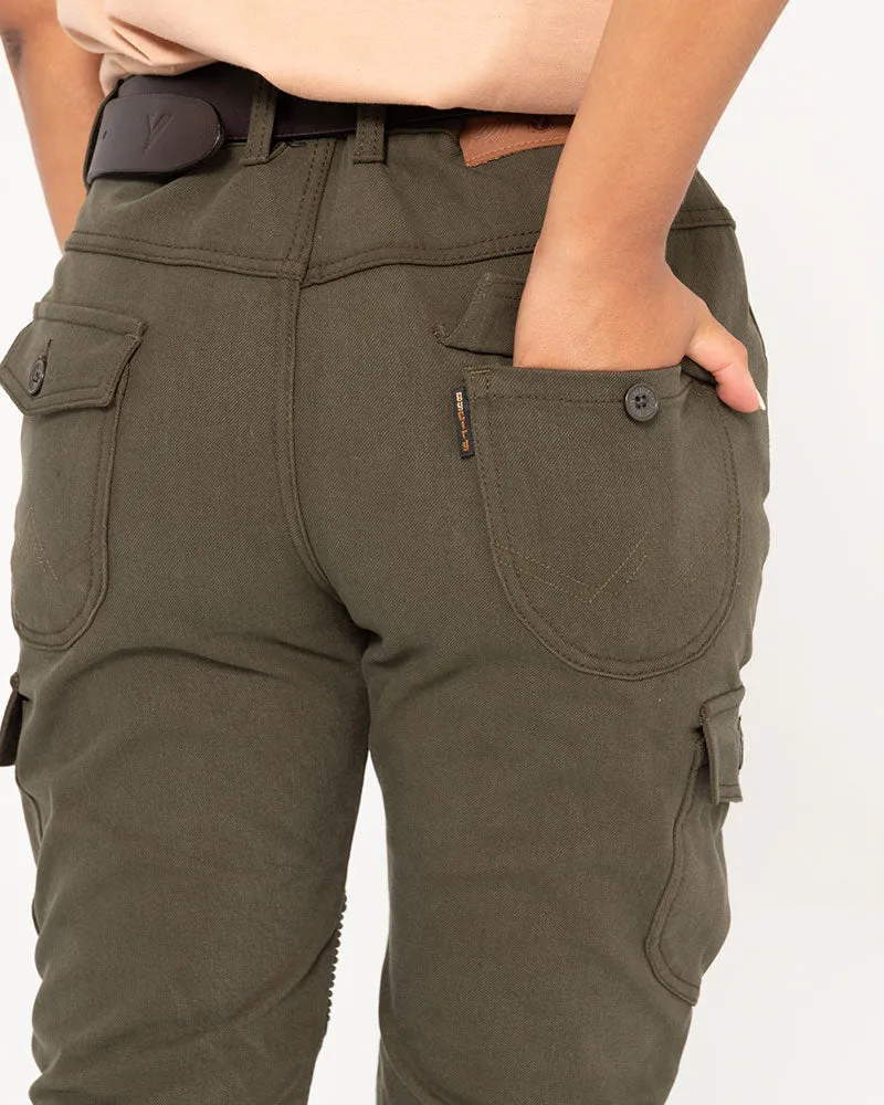 ByCity Mixed Slim  III Ladies Motorcycle Cargo Pants  - Green