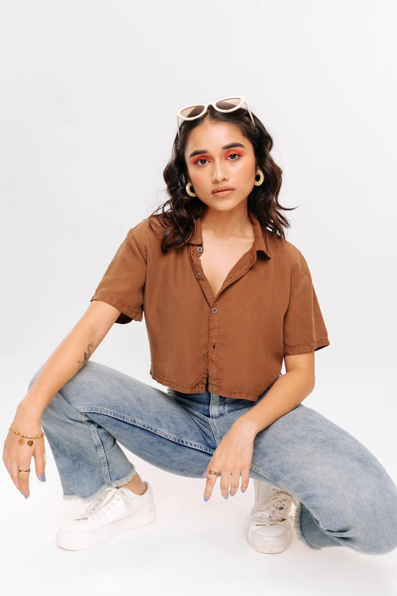 Caramel Cropped Shirt