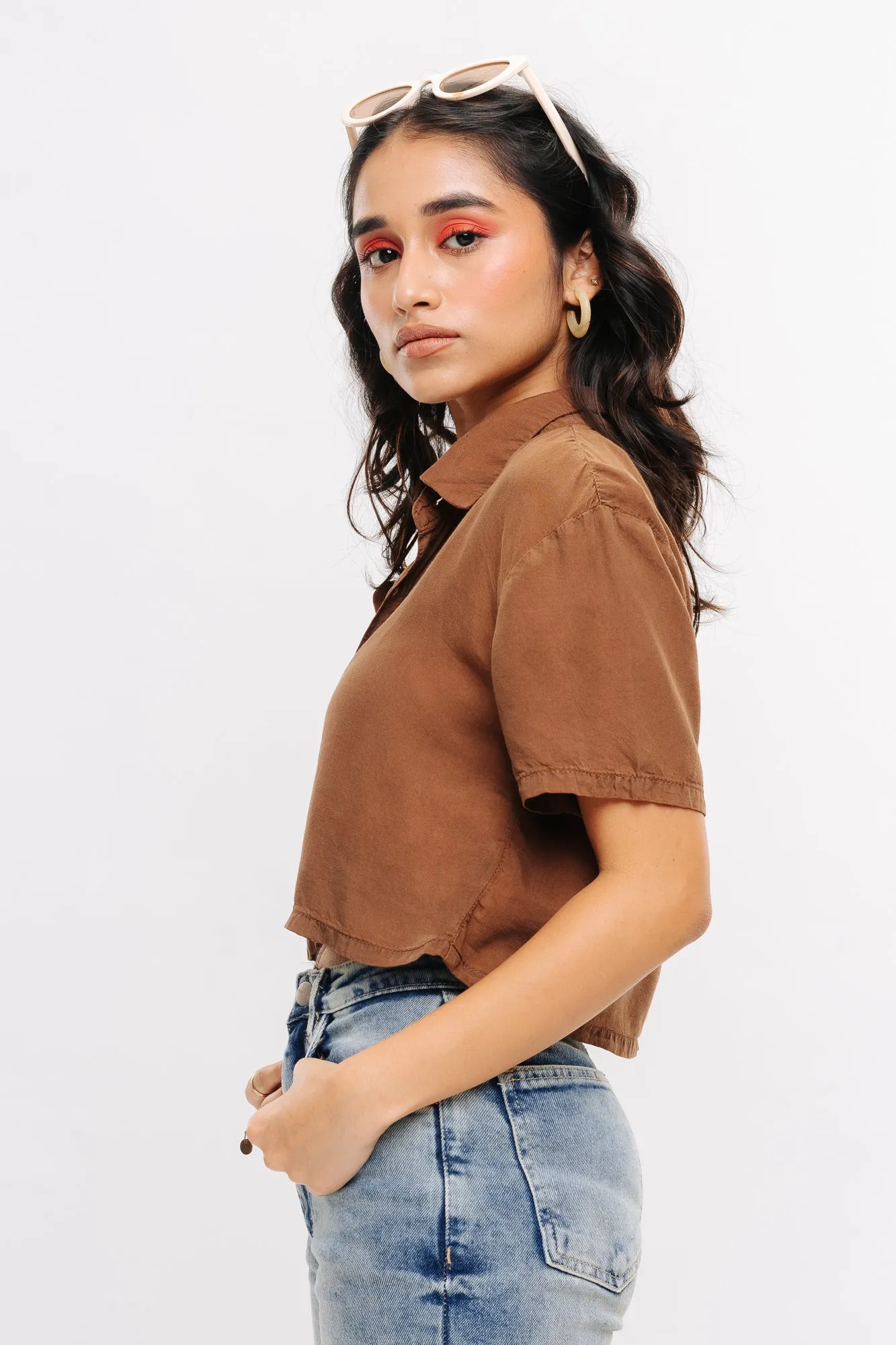 Caramel Cropped Shirt