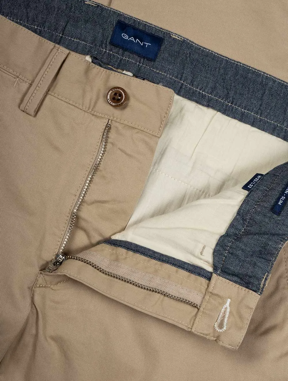 Hallden Slim Fit Twill Chinos Dark Khaki