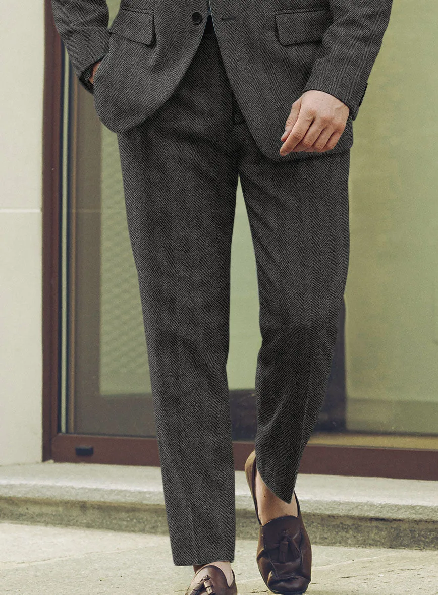 Highlander Charcoal Herringbone Tweed Pants