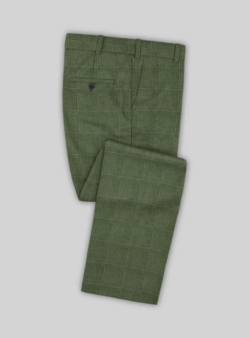 Italian Murano Josaya Green Wool Linen Silk Pants