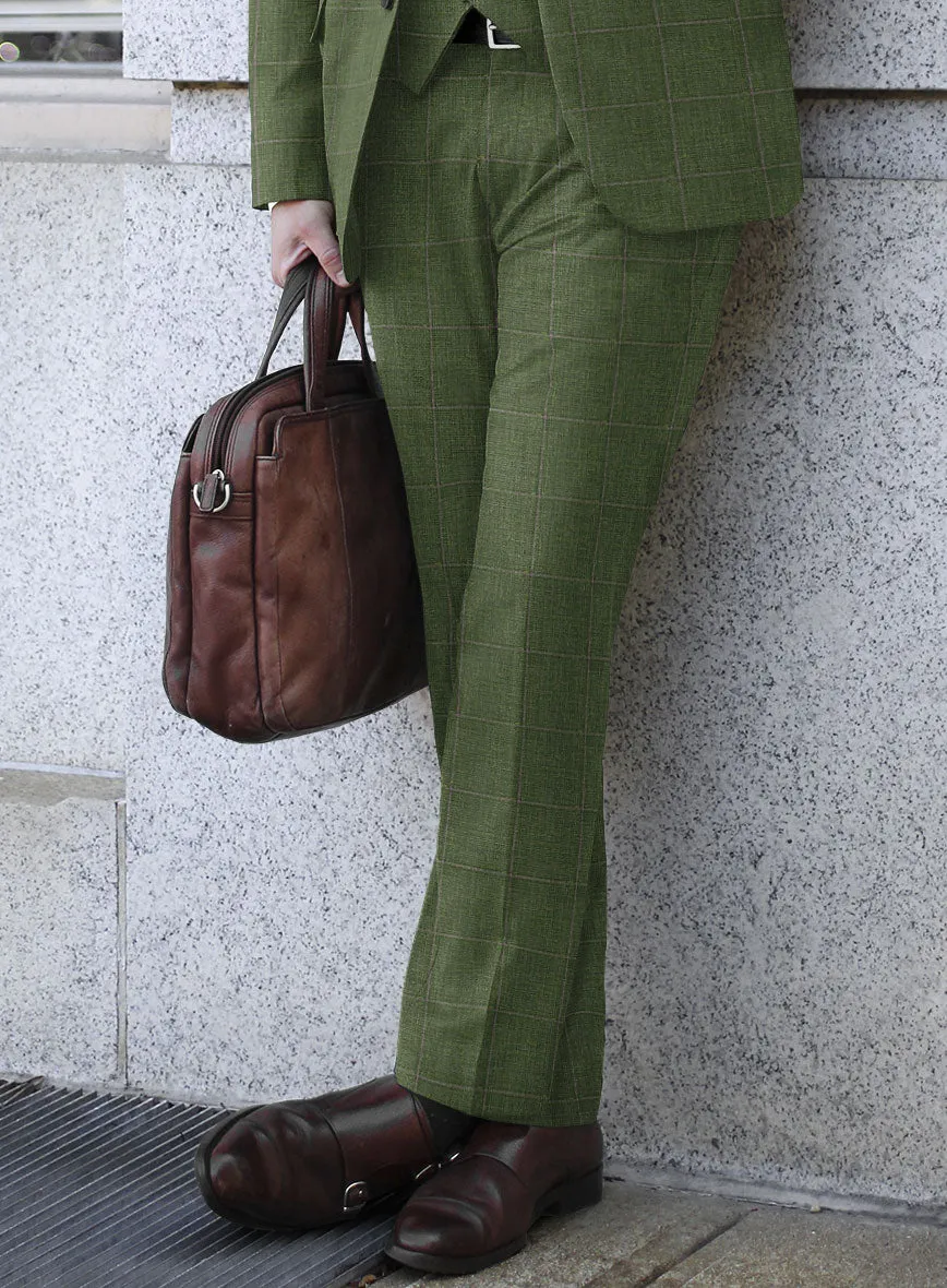 Italian Murano Josaya Green Wool Linen Silk Pants