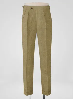 Italian Prato Tan Linen Highland Trousers