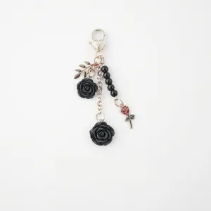 Japanese BLACK ROSE Black Bara 黒いバラ Black Rose Planner Charm Good Luck Charm Notebook Charm Purse Charm Gothic Charm | 2.5 X .039 Inches