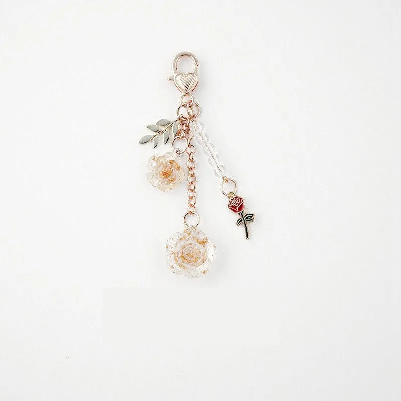 Japanese Clear GOLD GLITTER ROSE Gold Bara ゴールドローズ Black Rose Planner Charm Good Luck Notebook Charm  Gothic Charm | 2.5 X .039 Inches