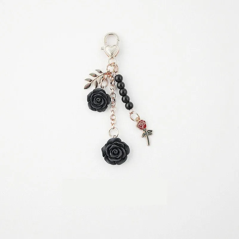 Japanese Clear GOLD GLITTER ROSE Gold Bara ゴールドローズ Black Rose Planner Charm Good Luck Notebook Charm  Gothic Charm | 2.5 X .039 Inches