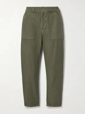 Leah cropped cotton straight-leg pants