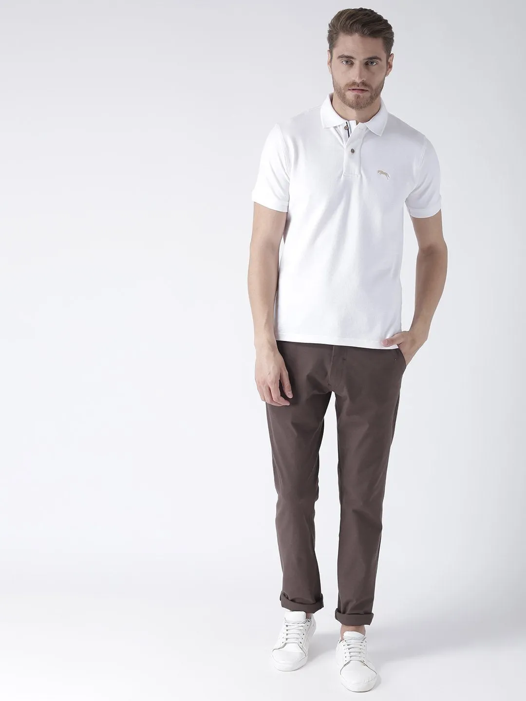 Men Plain Short Sleeve Polo T-Shirt