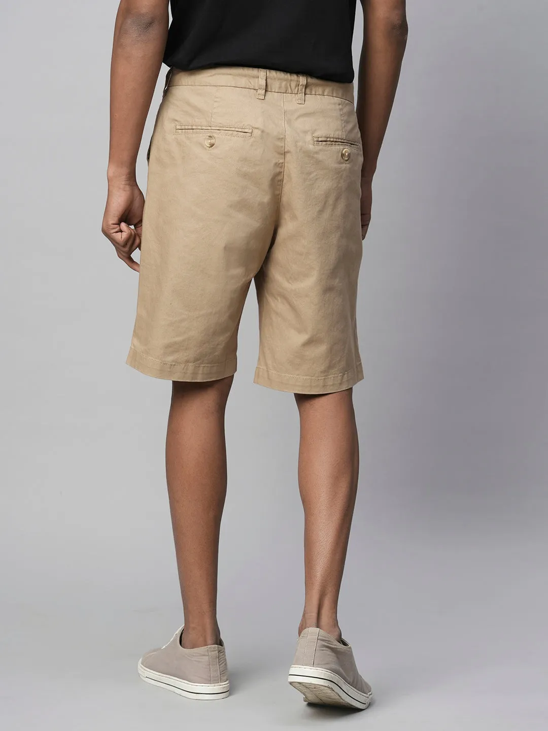 Men's Cotton Lycra Khaki Regular Fit Shorts