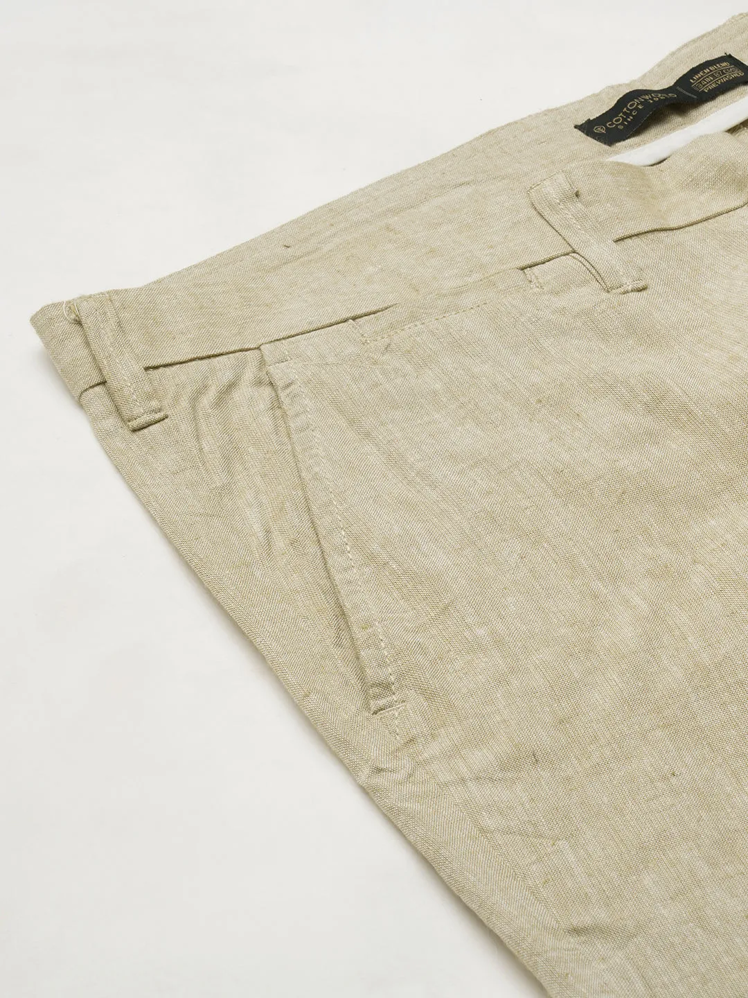 Men's Khaki Linen Viscose Regular Fit Shorts