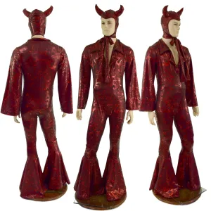 Mens Primeval Red Devil Suit and Horned Bonnet