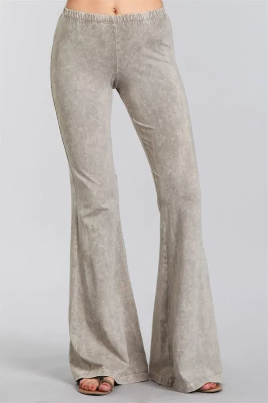 Mineral Wash Bell Bottom Soft Pants, Stone