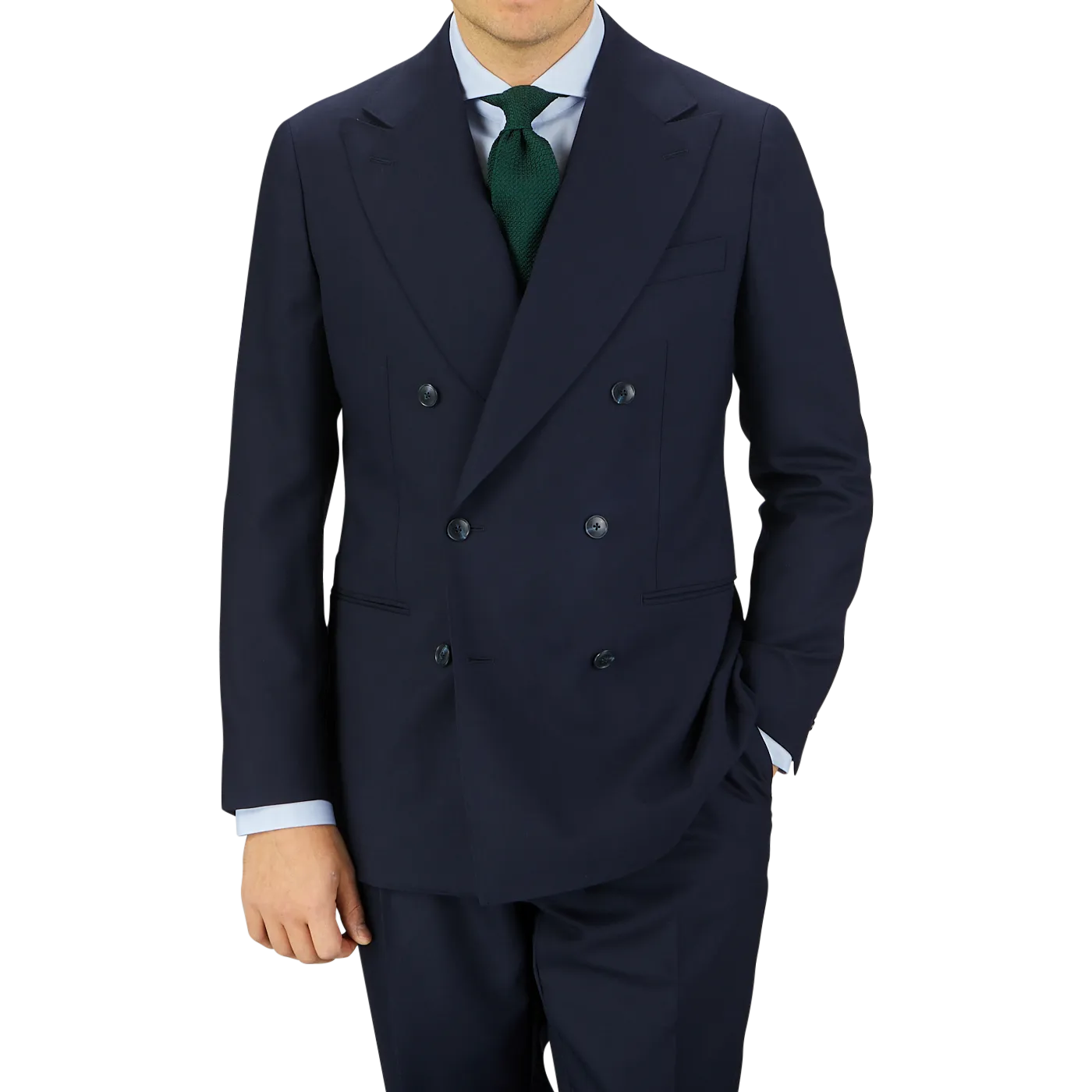 Navy Blue Super 100s Wool DB Suit Jacket