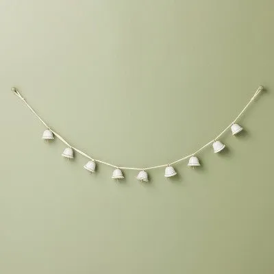 New - 3.75' Decorative Ceramic Bell Christmas Garland Cream - Hearth & Hand with Magnolia