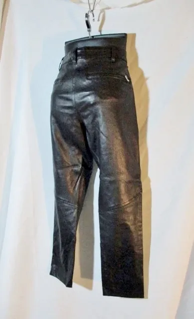 NEW Ann Demeulemeester LEATHER Trouser PANTS 38 6 BLACK Goth Womens