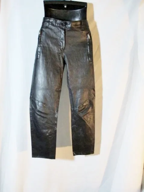 NEW Ann Demeulemeester LEATHER Trouser PANTS 38 6 BLACK Goth Womens