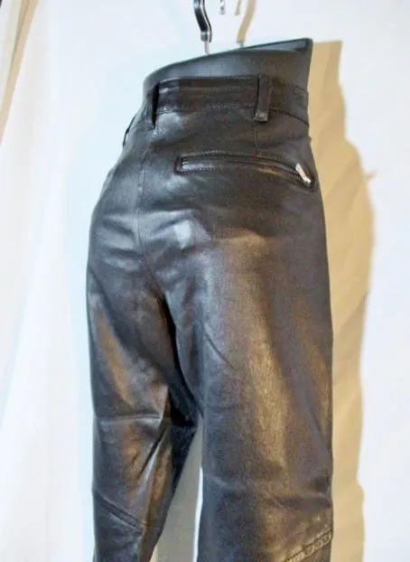 NEW Ann Demeulemeester LEATHER Trouser PANTS 38 6 BLACK Goth Womens