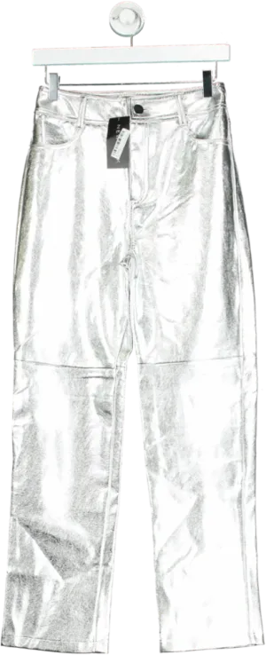 New Look Silver PU Trousers UK 8