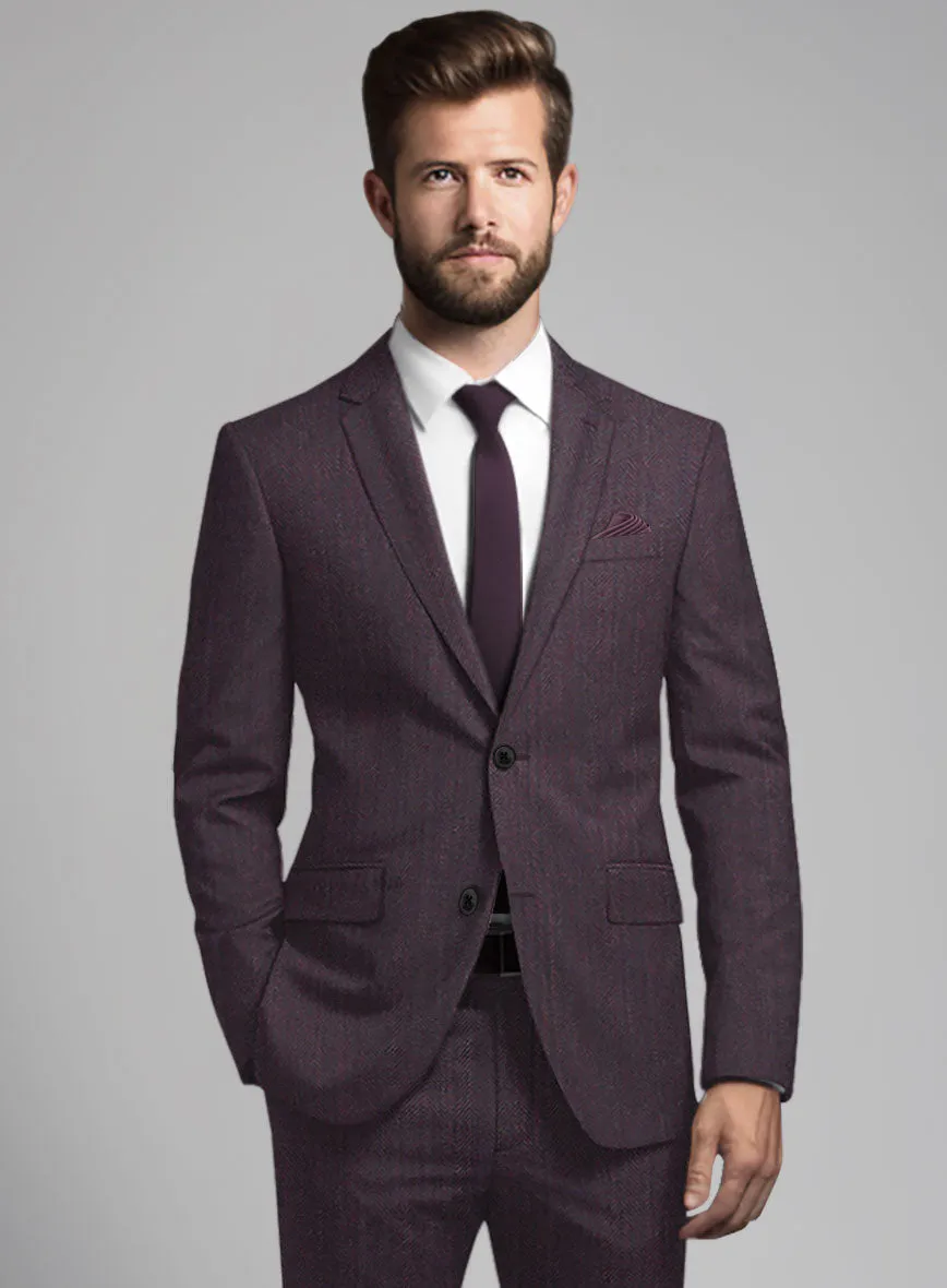 Purple Herringbone Wool Suit