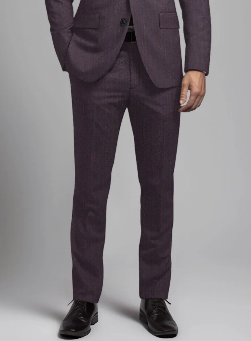 Purple Herringbone Wool Suit