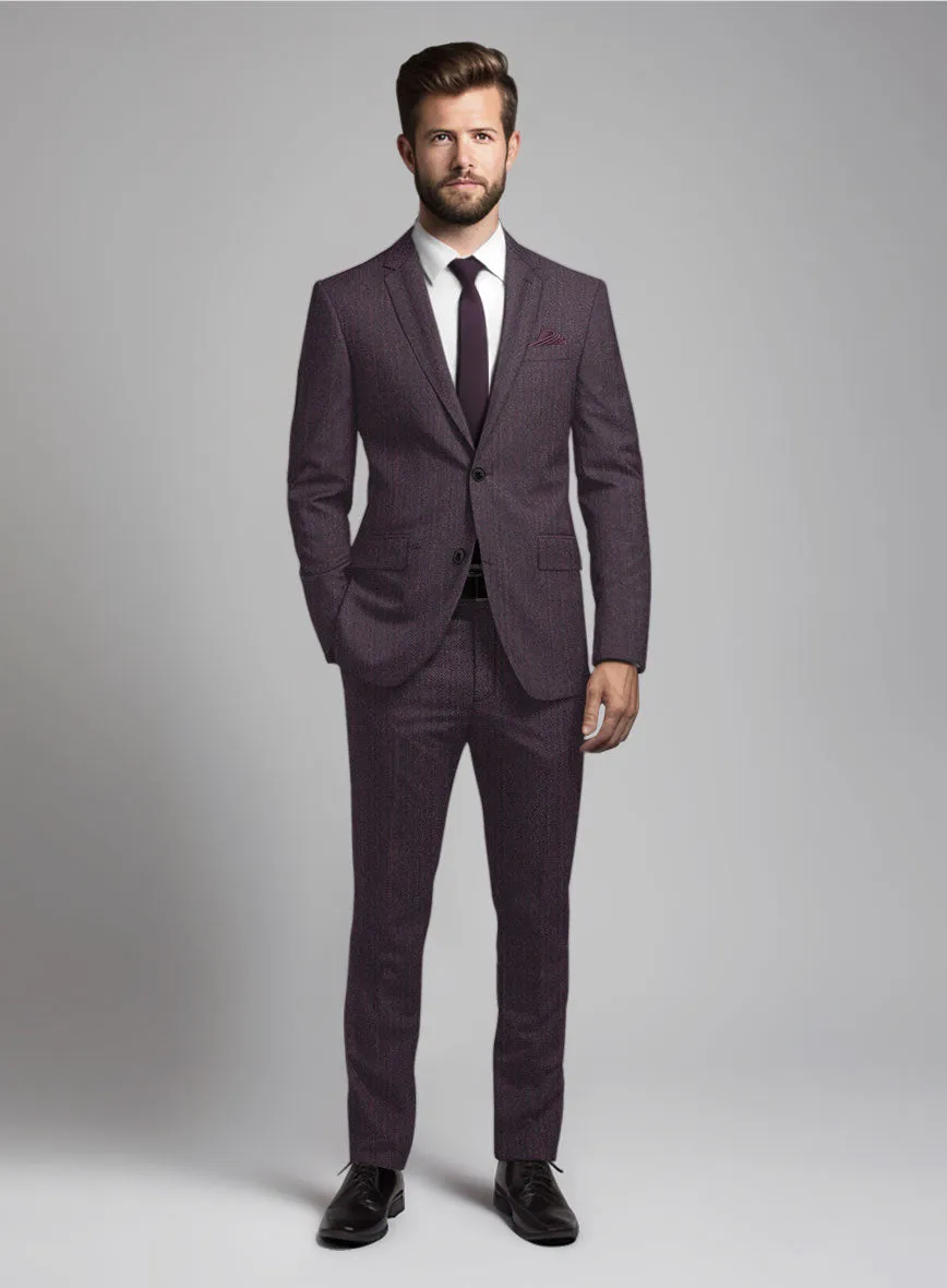 Purple Herringbone Wool Suit