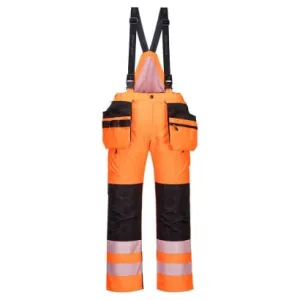 PW3 Hi-Vis Winter Waterproof Padded lined Bib trousers RIS 3279 Portwest PW351