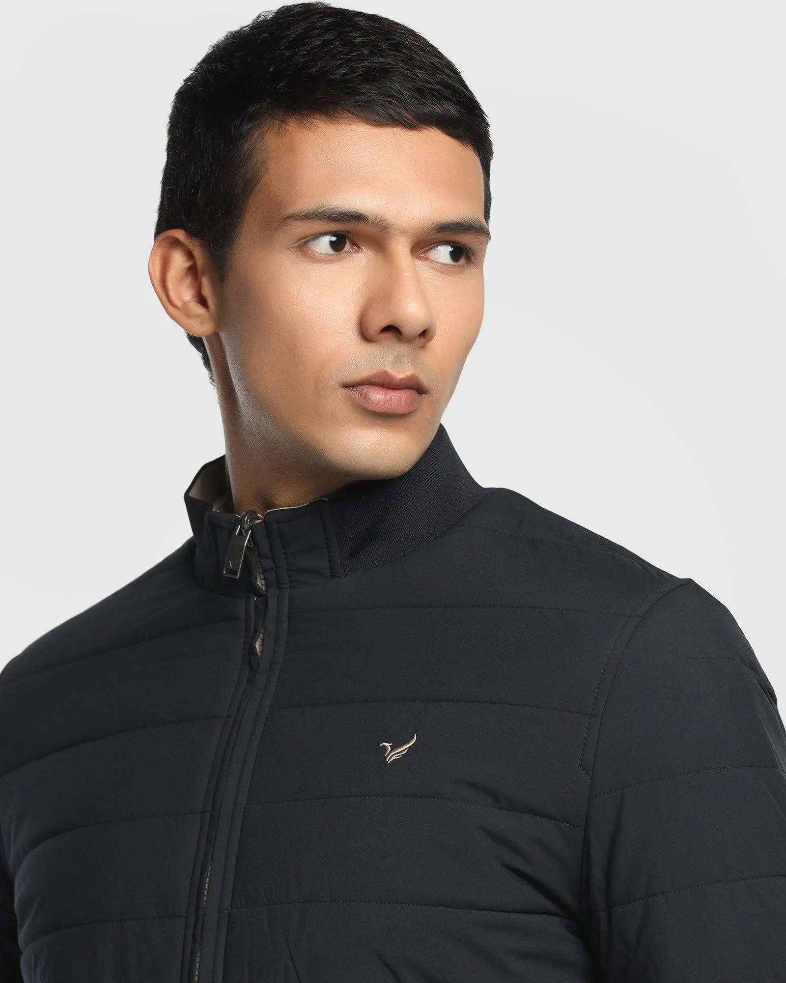 Reversible Navy Solid Zipper Jacket - Vietro