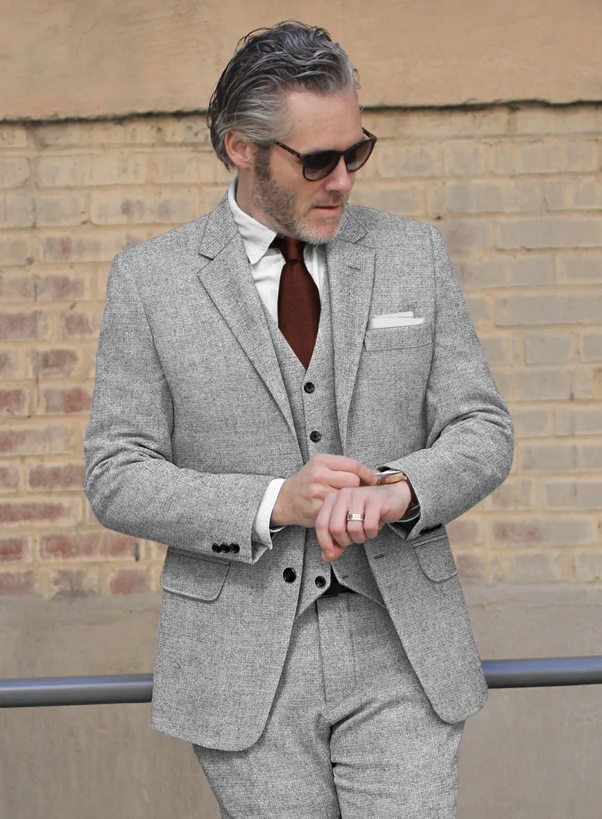 Rope Weave Light Gray Tweed Suit