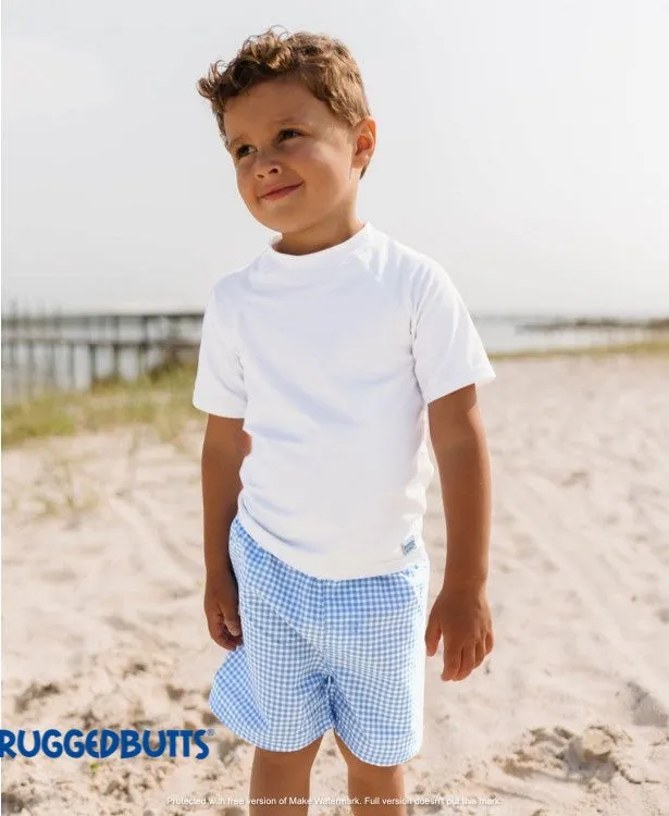 RuggedButts Cornflower Blue Gingham Swim Trunks