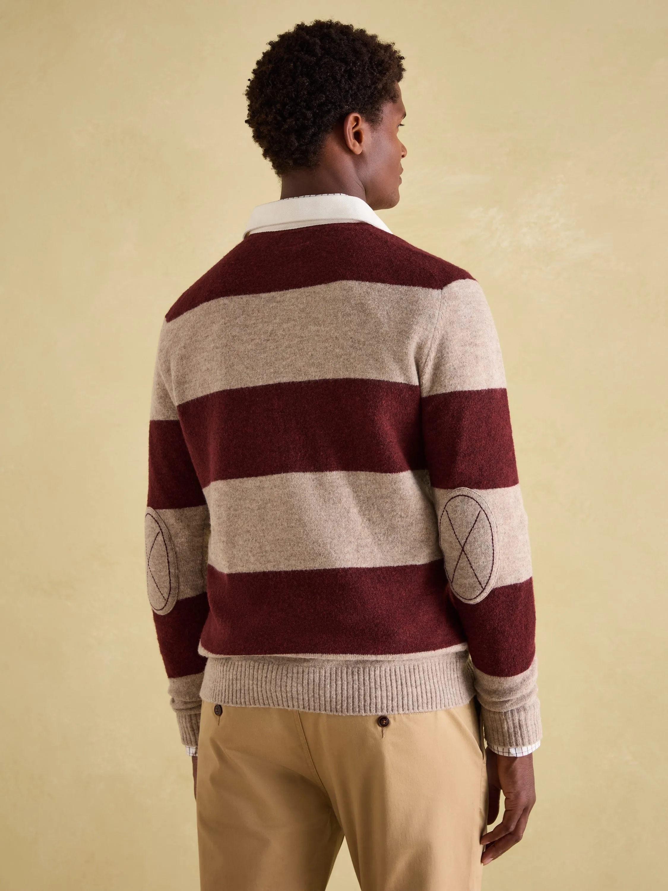 Seymour Burgundy & Cream Knitted Rugby Shirt