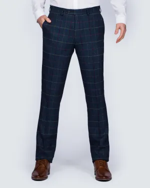 Skopes Doyle Slim Fit Tall Suit Trousers (aqua/wine check)