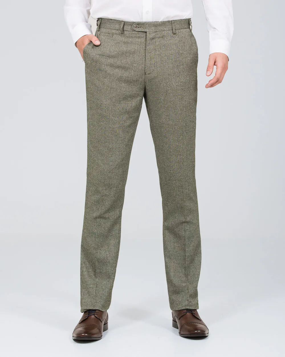 Skopes Jude Slim Fit Tall Trousers (sage herringbone)